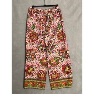 Gibson & Latimer Floral Pant Wide-Leg Waist Tie Soft Pink Women's XL NEW